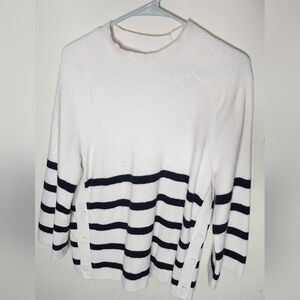 Striped White and Black Women's Sweater